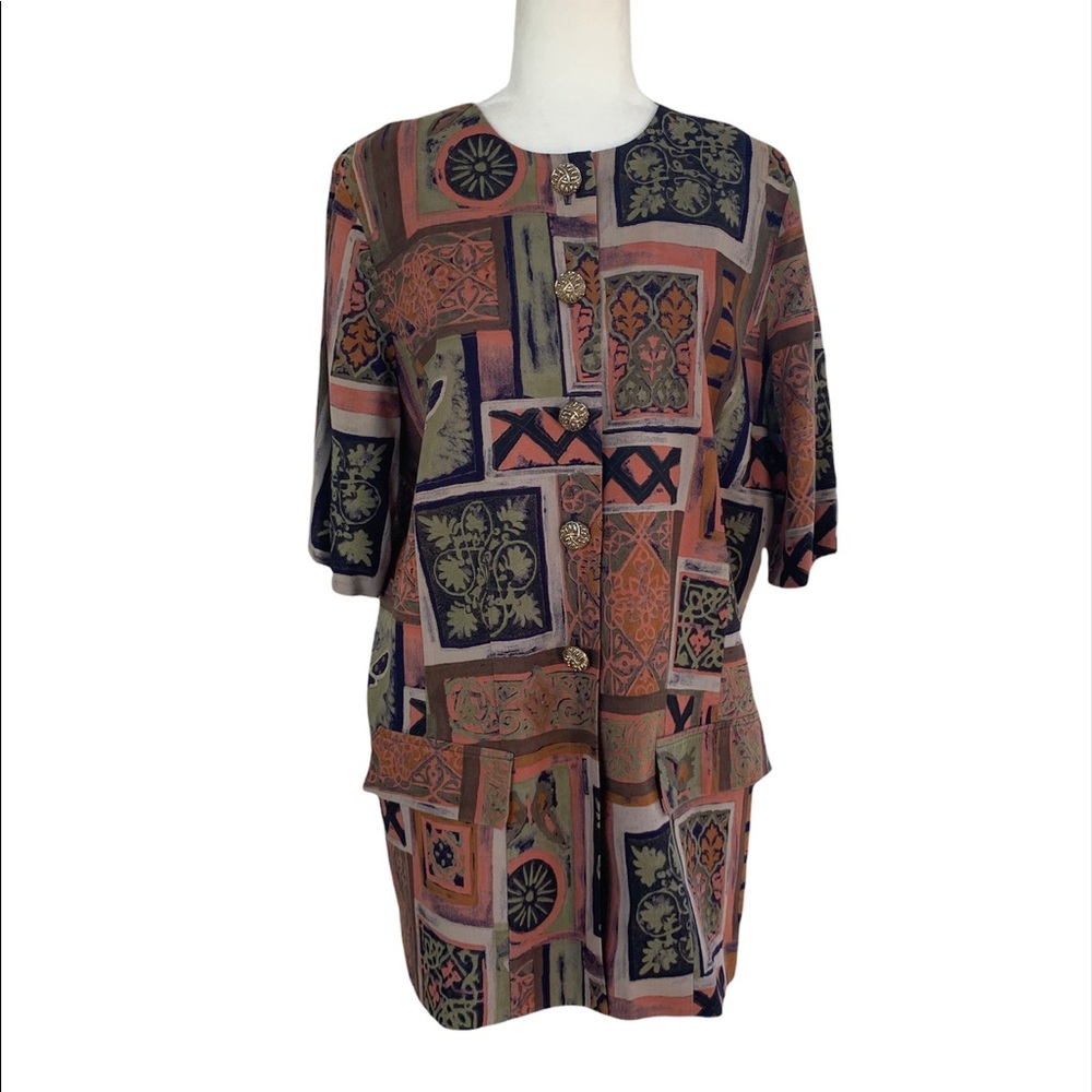 Vintage Short Sleeve Blazer Blouse Jeffrey & Dara by Linda Hutley